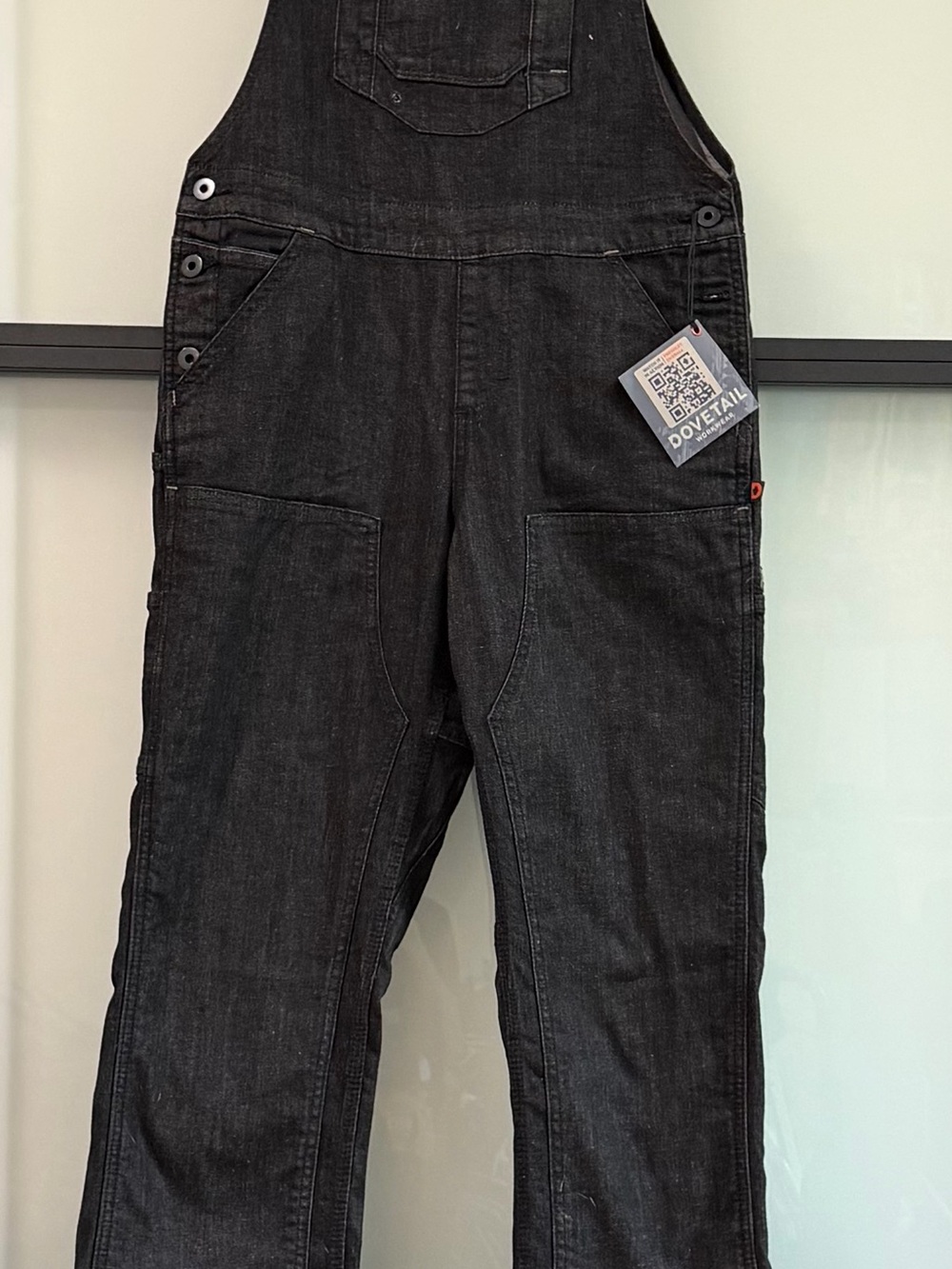 NWT Dovetail Workwear Freshley Black Denim Overalls Jumper 8/32